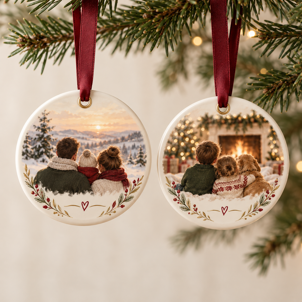 Pack Duo de deux décorations de Noël personnalisées