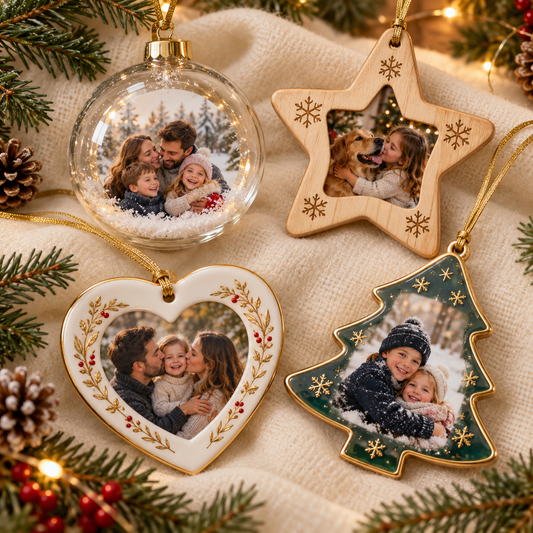 Pack Famille de quatre décorations de Noël personnalisées